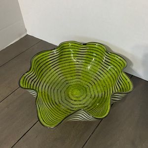 SGS 2011 Art Glass Hand Blown Bowl Chartreuse